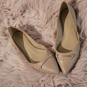 Aldo beige pointy toe flats.
